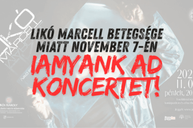 Likó Marcell szólóestje BETEGSÉG MIATT ELMARAD, helyette IAMYANK ad koncertet november 7-én!
