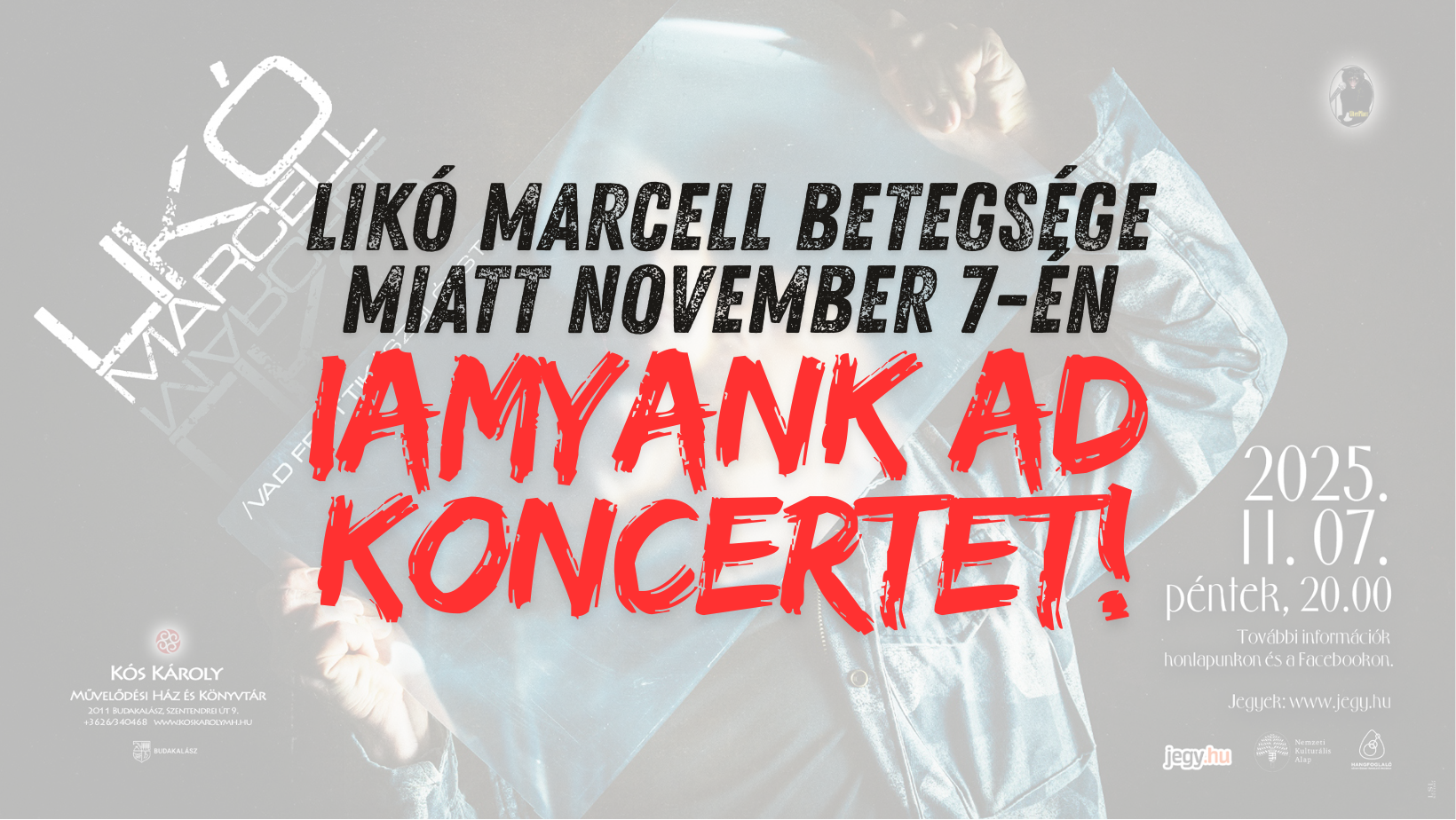 Likó Marcell szólóestje BETEGSÉG MIATT ELMARAD, helyette IAMYANK ad koncertet november 7-én!
