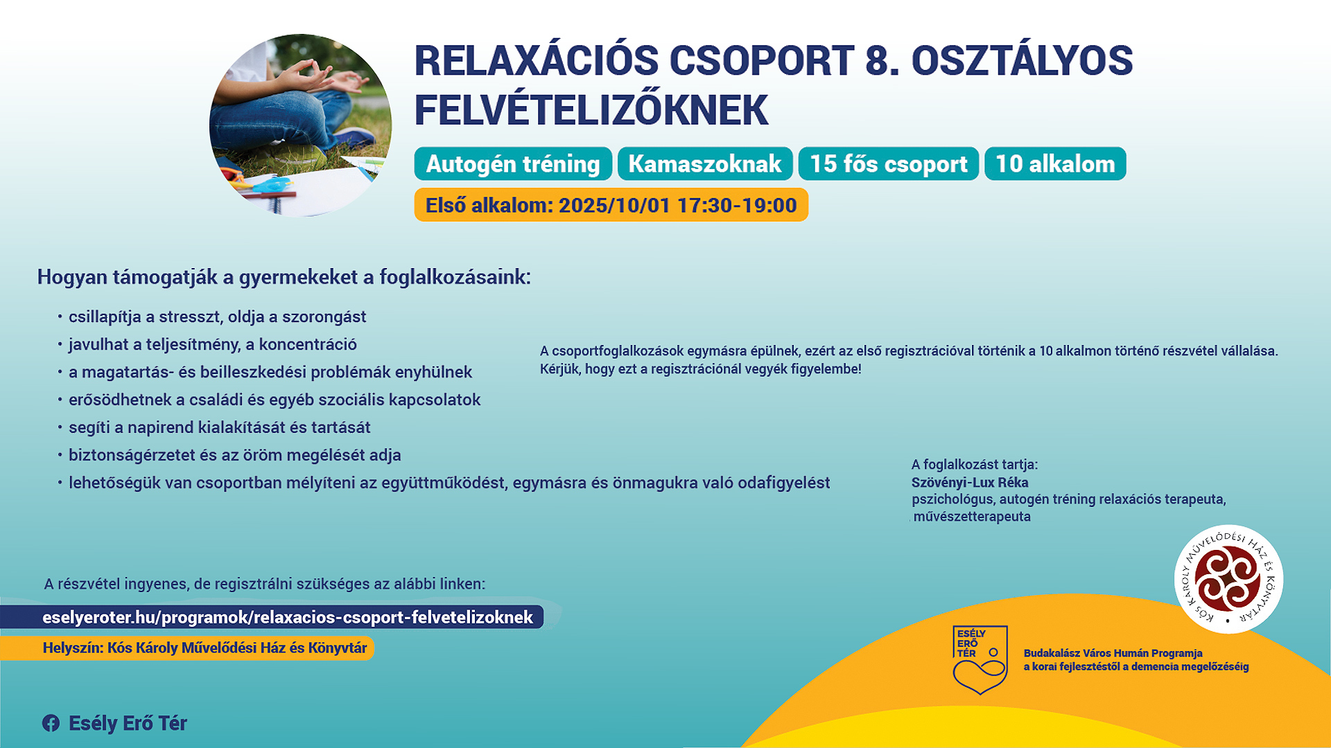 Relaxációs csoport 8. osztályos felvételizőknek