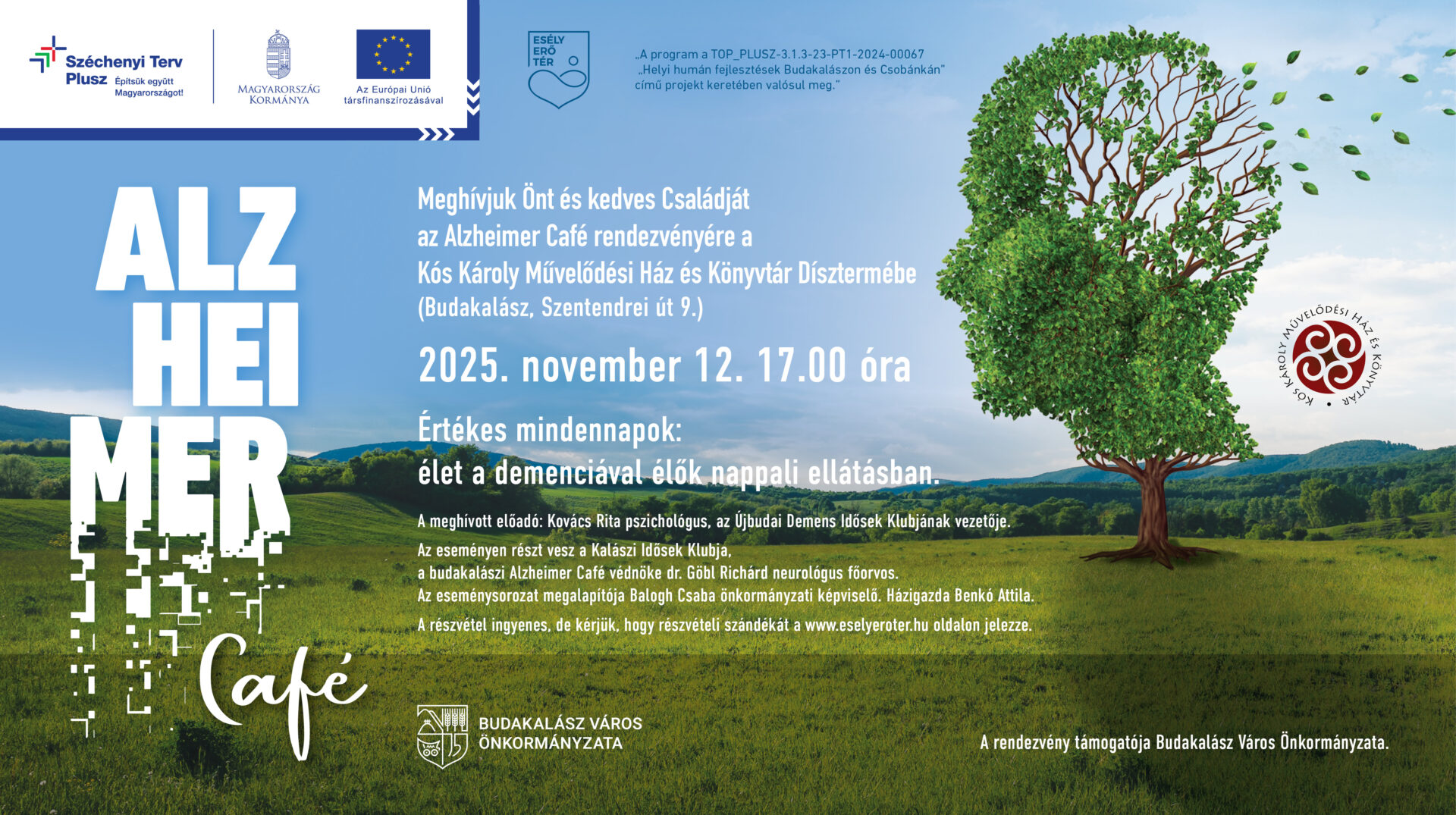 Alzheimer Café 2025. nov. 12-én, Budakalászon