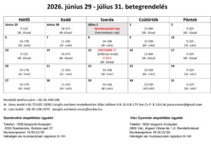 Betegrendeles 2026 junius 29 julius 31 változás